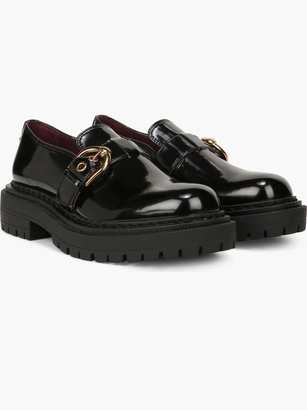Circus NY by Sam Edelman Women’s Evan Buckle Lug Sole Loafer Black Shiny Sz 9M